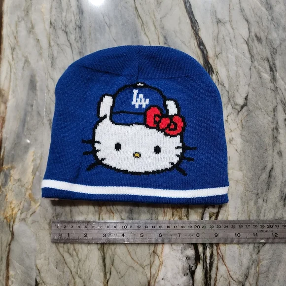 Official Hello Kitty Dodgers knit beanie 2021 Dodgers Hello Kitty Night Knit Cap Beanie Special  main image 3